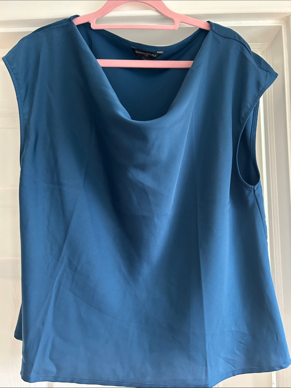 Banana Republic Teal Sleeveless Cowl Neck Blouse